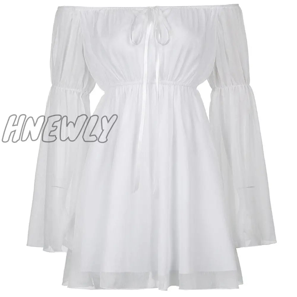 Hnewly Chiffon Summer Dress And Corset Belt 2 Pieces Set Elegant Bustier Flare Sleeve Beach Party