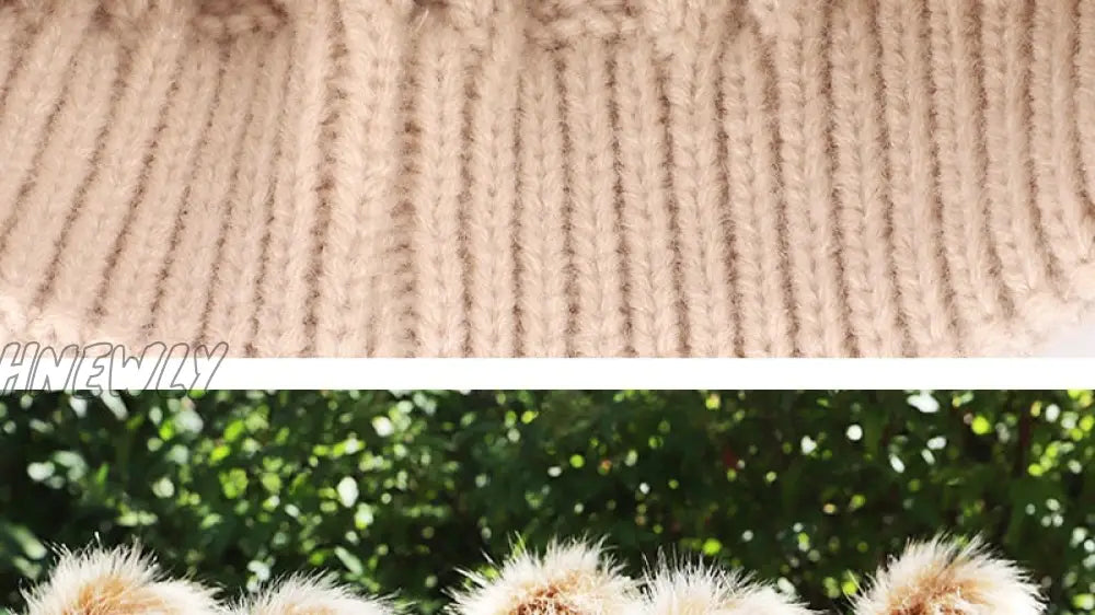 Hnewly Children’s Autumn And Winter Knitted Cotton Hats Warm Comfortable Ski Hat Solid Color