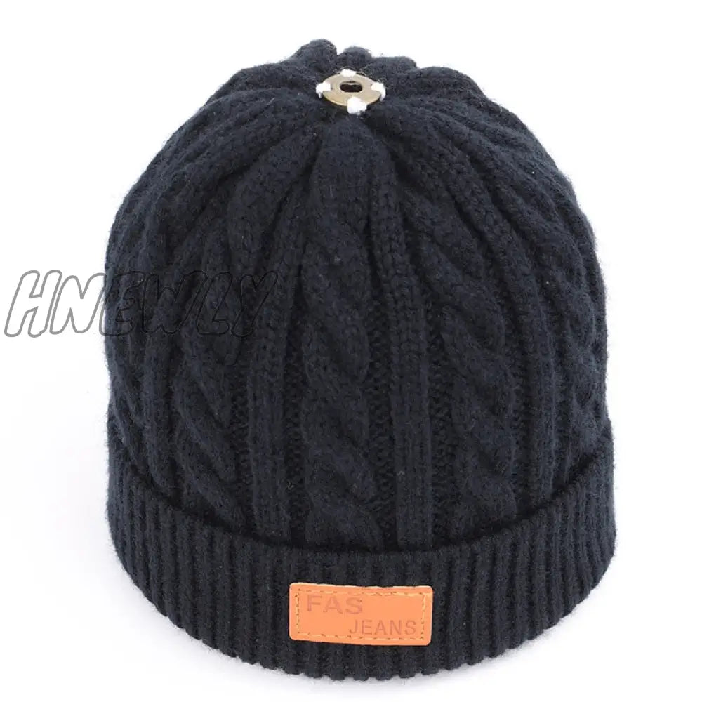 Hnewly Children’s Autumn And Winter Knitted Cotton Hats Warm Comfortable Ski Hat Solid Color