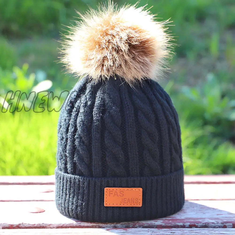 Hnewly Children’s Autumn And Winter Knitted Cotton Hats Warm Comfortable Ski Hat Solid Color