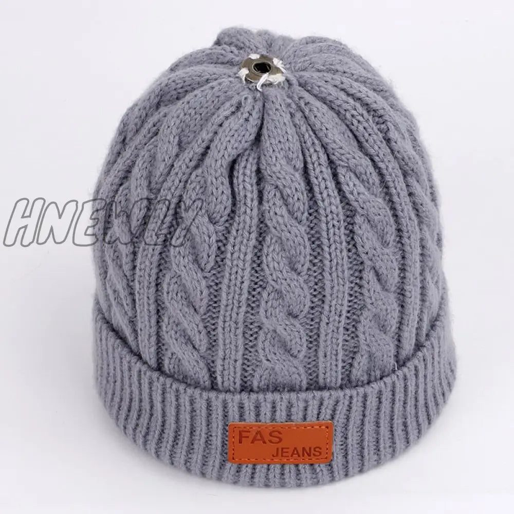 Hnewly Children’s Autumn And Winter Knitted Cotton Hats Warm Comfortable Ski Hat Solid Color