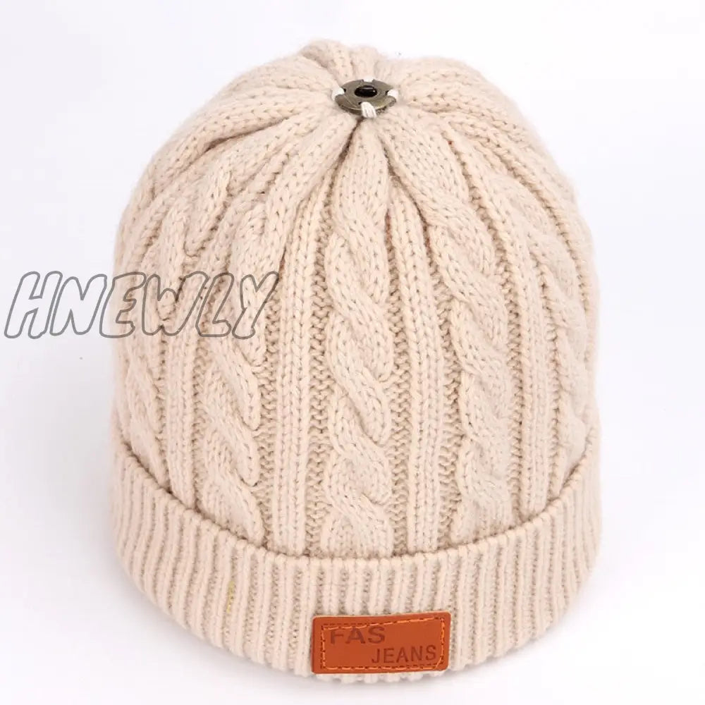 Hnewly Children’s Autumn And Winter Knitted Cotton Hats Warm Comfortable Ski Hat Solid Color