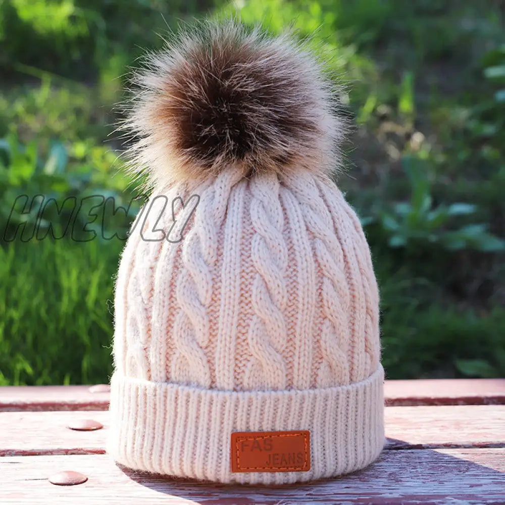 Hnewly Children’s Autumn And Winter Knitted Cotton Hats Warm Comfortable Ski Hat Solid Color