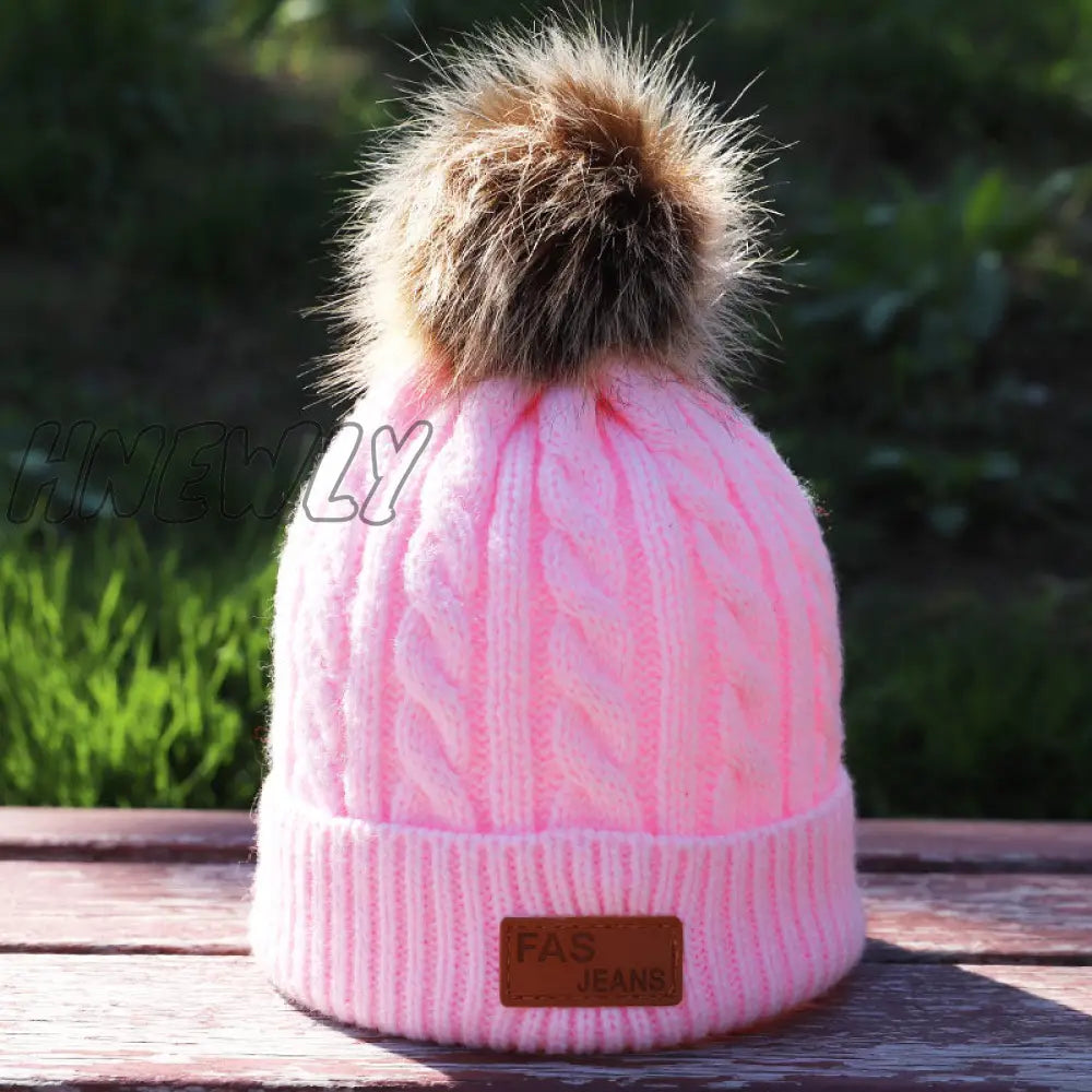 Hnewly Children’s Autumn And Winter Knitted Cotton Hats Warm Comfortable Ski Hat Solid Color