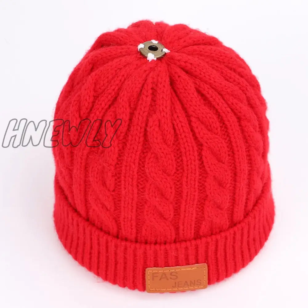 Hnewly Children’s Autumn And Winter Knitted Cotton Hats Warm Comfortable Ski Hat Solid Color