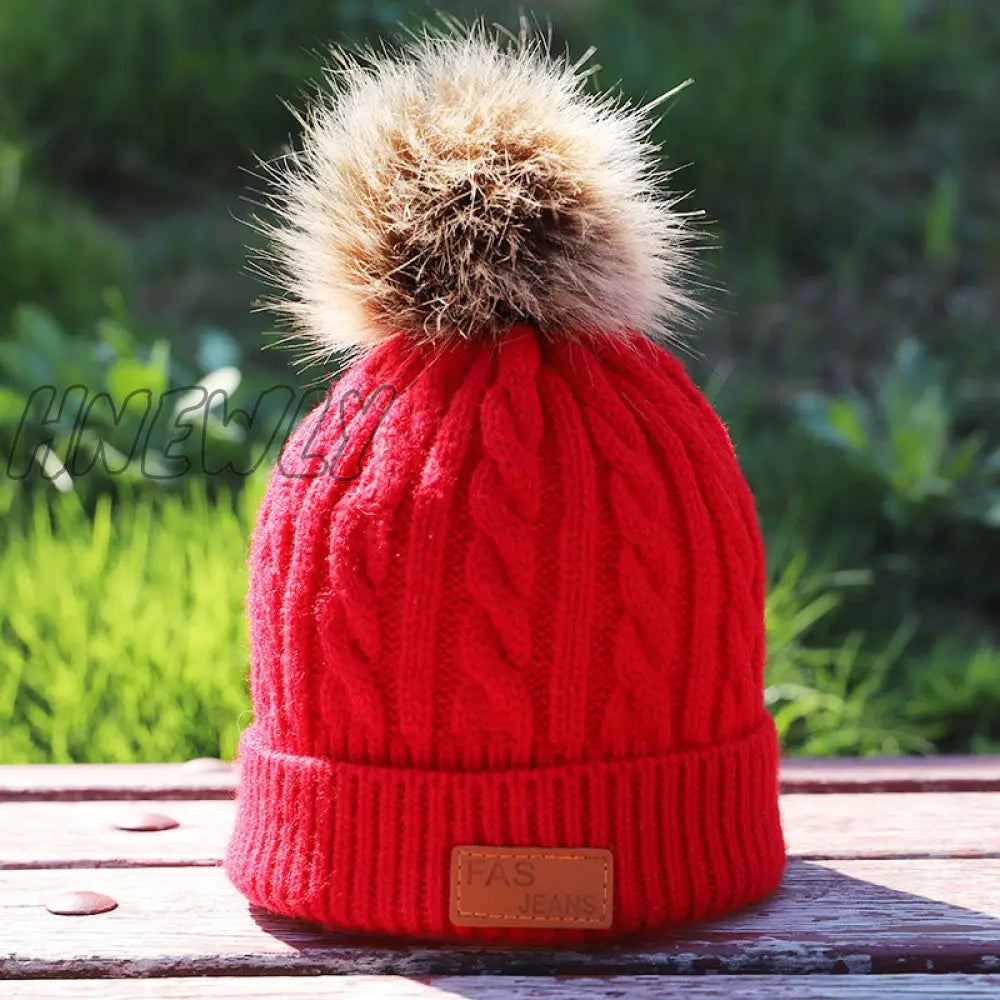 Hnewly Children’s Autumn And Winter Knitted Cotton Hats Warm Comfortable Ski Hat Solid Color