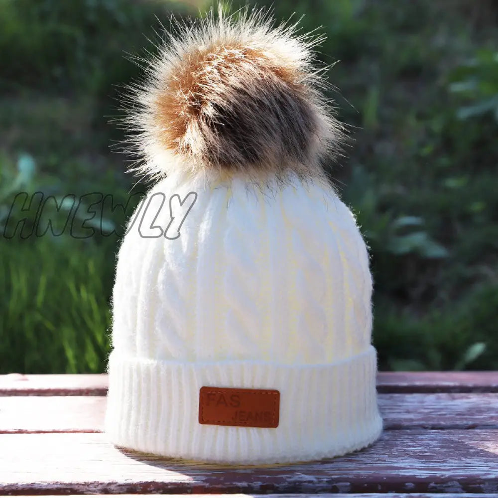 Hnewly Children’s Autumn And Winter Knitted Cotton Hats Warm Comfortable Ski Hat Solid Color