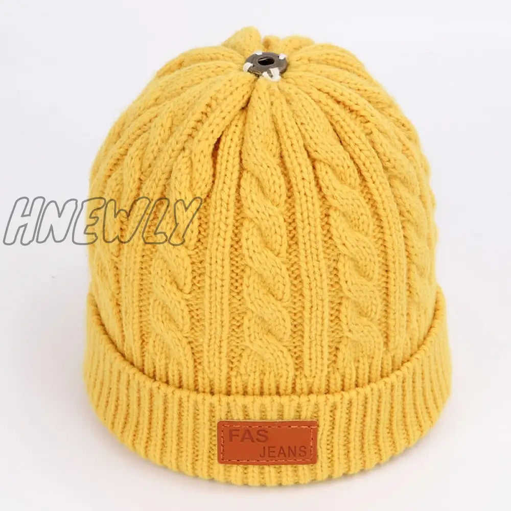 Hnewly Children’s Autumn And Winter Knitted Cotton Hats Warm Comfortable Ski Hat Solid Color