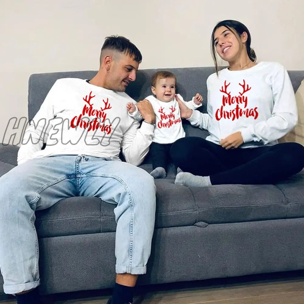 Hnewly Christmas Sweater Family Parent - Child Sleepwear Look New Year Matching Outfits Pajamas