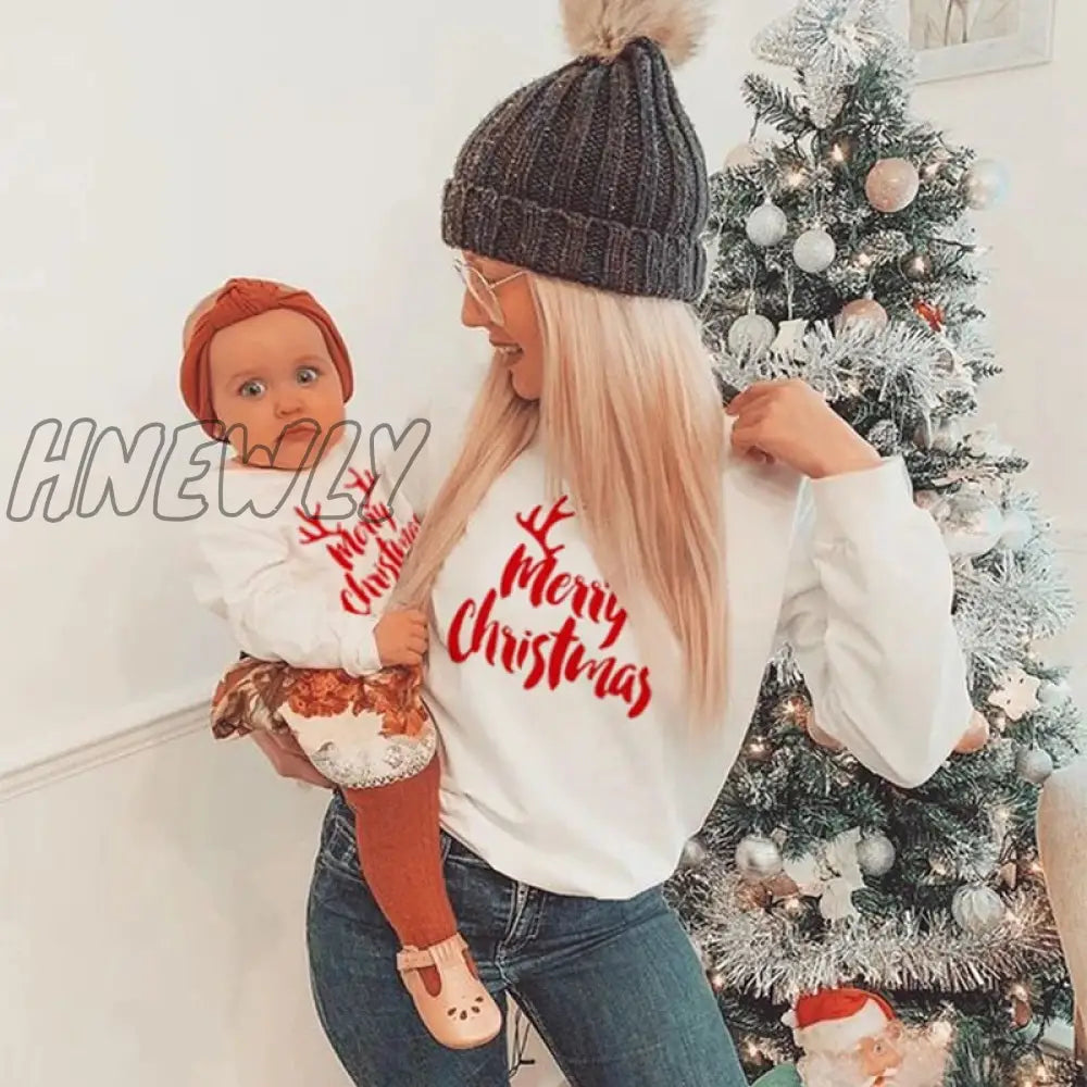 Hnewly Christmas Sweater Family Parent - Child Sleepwear Look New Year Matching Outfits Pajamas