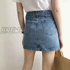 Hnewly Classic High Waisted Sexy Short Mini Denim Skirt Women’s Spring Summer Slim A-Line