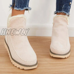 Hnewly Classic Non-Slip Ankle Snow Booties Warm Fur Lining Boots