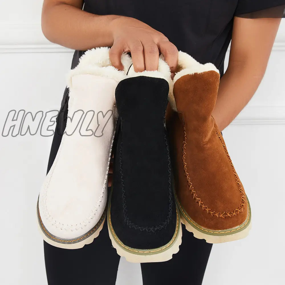 Hnewly Classic Non-Slip Ankle Snow Booties Warm Fur Lining Boots