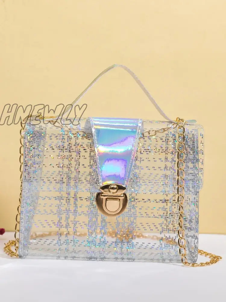 Hnewly - Clear Push Lock Flap Chain Bag Women Satchels Women-Satchels