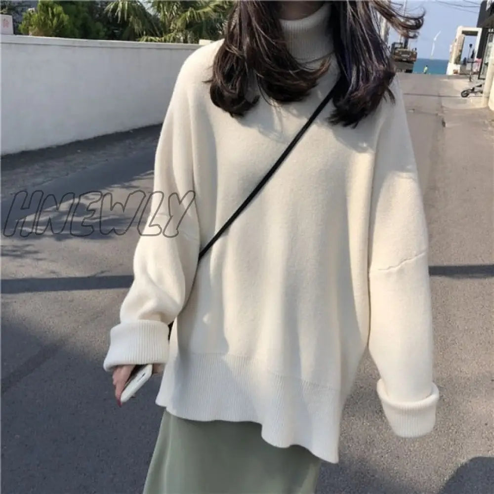 Hnewly Collar Sweater Spring Autumn New Pattern Winter Long Sleeve Solid Knitting Pulloveres