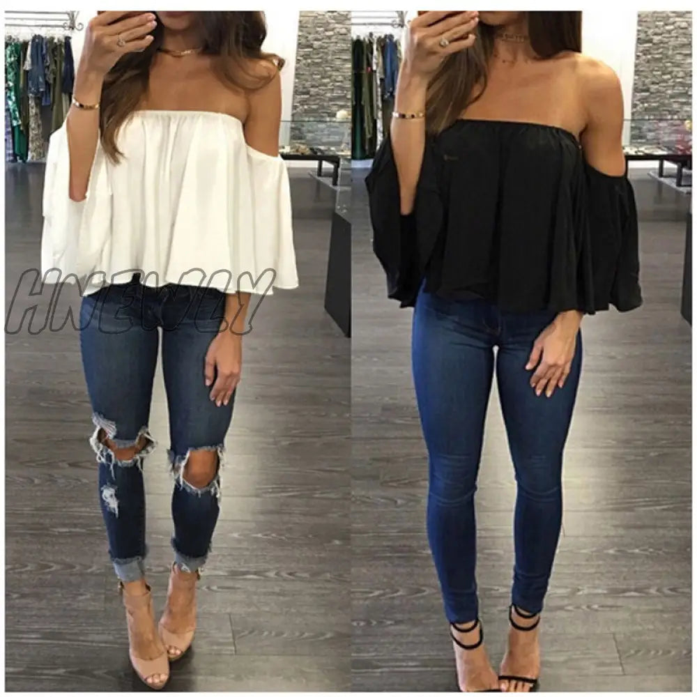 Hnewly Cropped Tops Kawaii Summer Shirts Flare Sleeve Blusa Feminina Women Blouse Chiffon Blusas