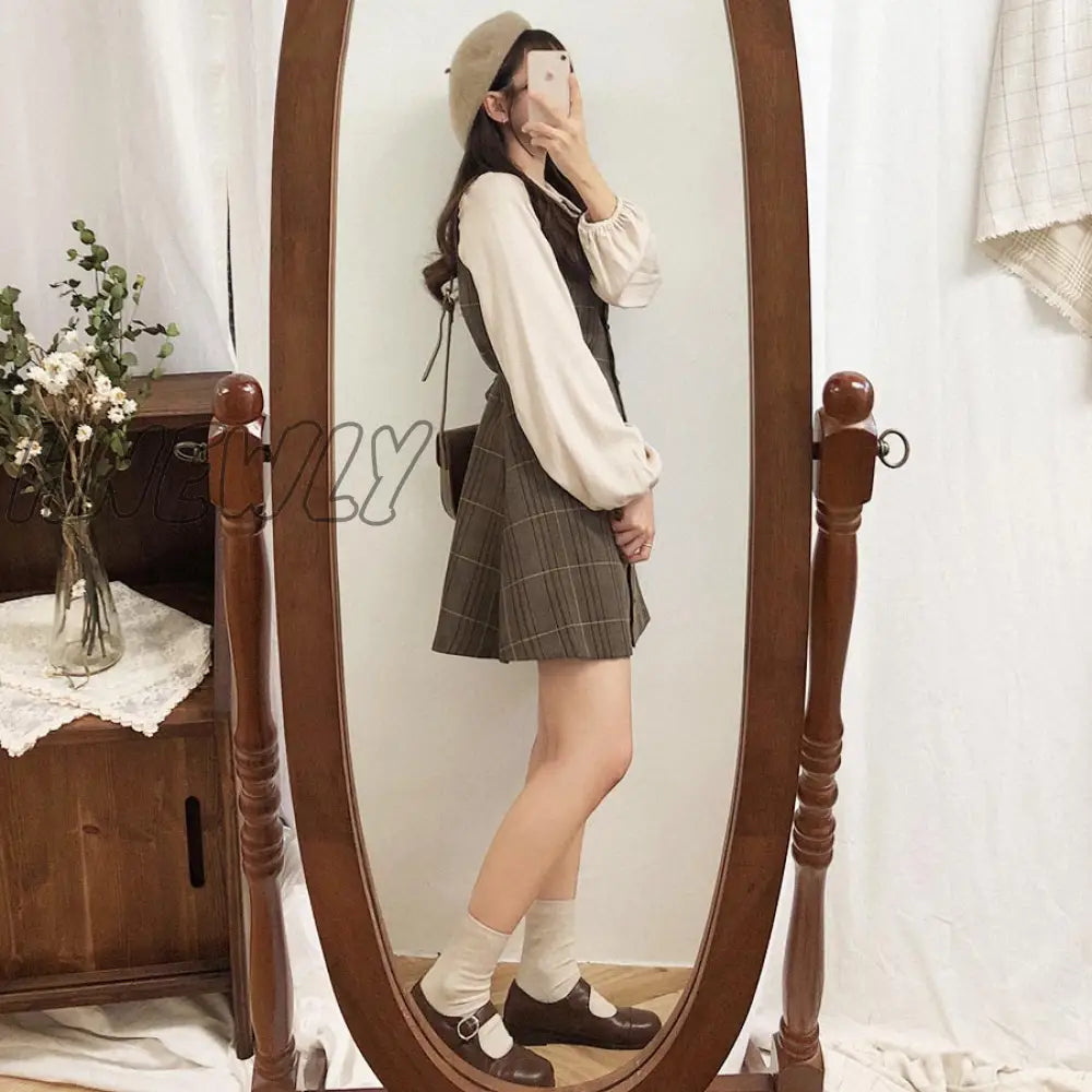 Hnewly Cute Mini New Year Date Dresses Sleeveless Vest Women Korea Japanese Style Design Retro