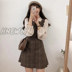 Hnewly Cute Mini New Year Date Dresses Sleeveless Vest Women Korea Japanese Style Design Retro