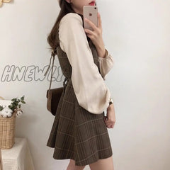 Hnewly Cute Mini New Year Date Dresses Sleeveless Vest Women Korea Japanese Style Design Retro