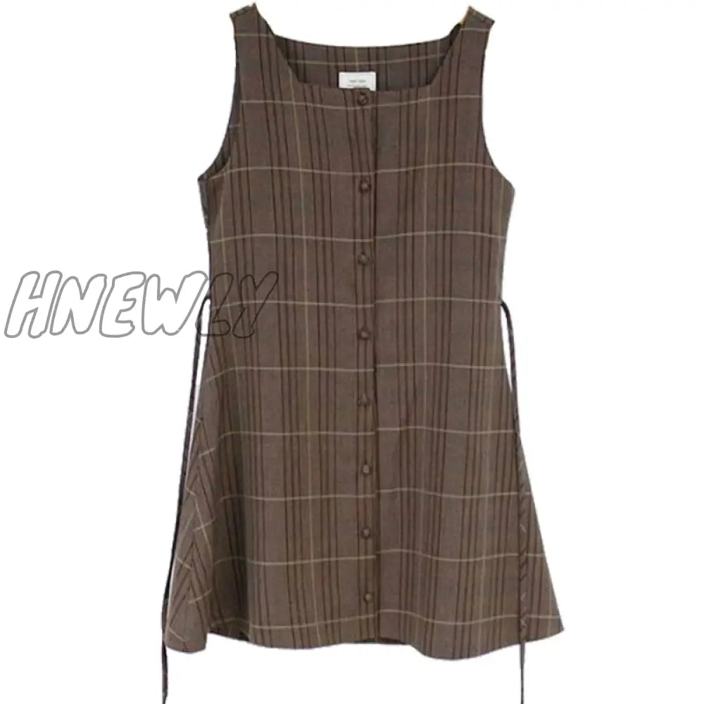 Hnewly Cute Mini New Year Date Dresses Sleeveless Vest Women Korea Japanese Style Design Retro