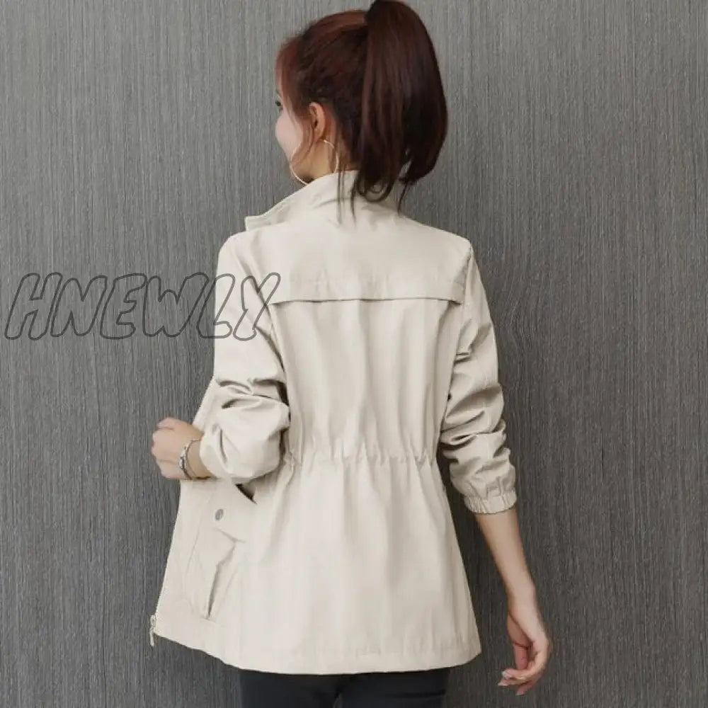 Hnewly Double Layer Women Windbreaker New Spring Autumn Short Coat Fashion Plus Size 3Xl Stand - Up