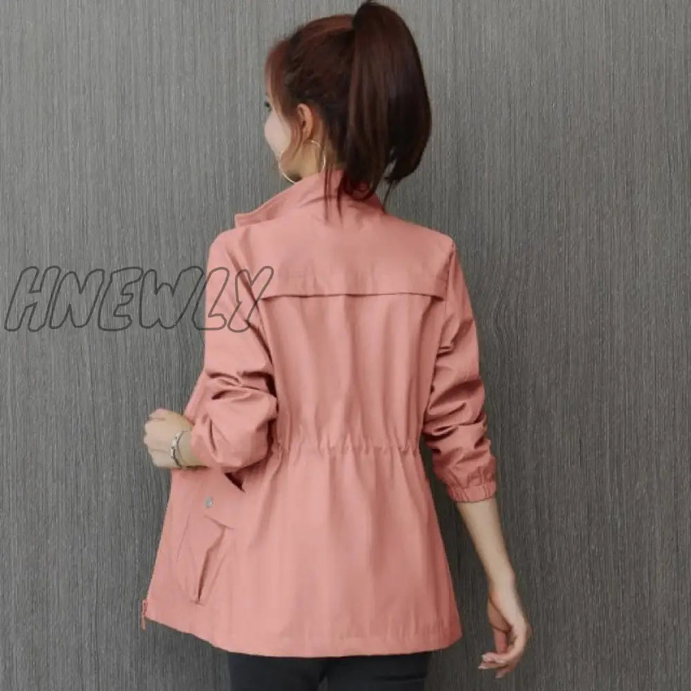 Hnewly Double Layer Women Windbreaker New Spring Autumn Short Coat Fashion Plus Size 3Xl Stand - Up