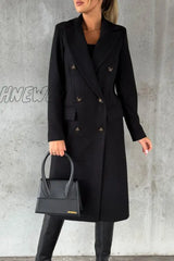 Hnewly - Elegant Solid Buttons Turndown Collar Outerwear Black / S Outerwear/Coats & Cardigan