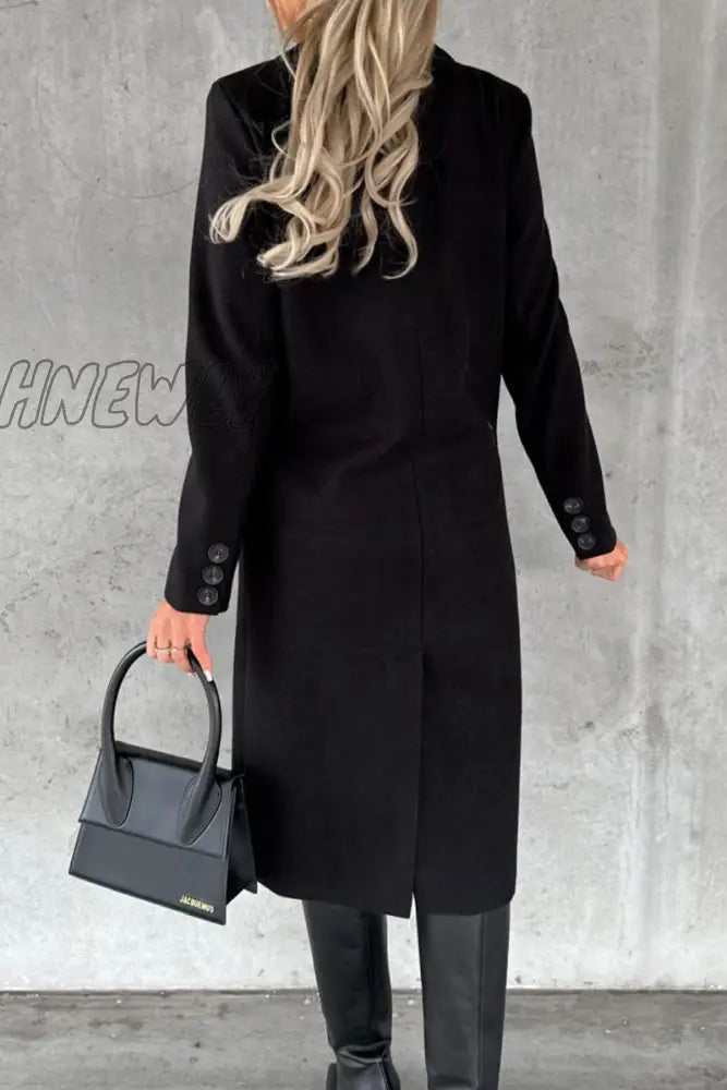 Hnewly - Elegant Solid Buttons Turndown Collar Outerwear Outerwear/Coats & Cardigan