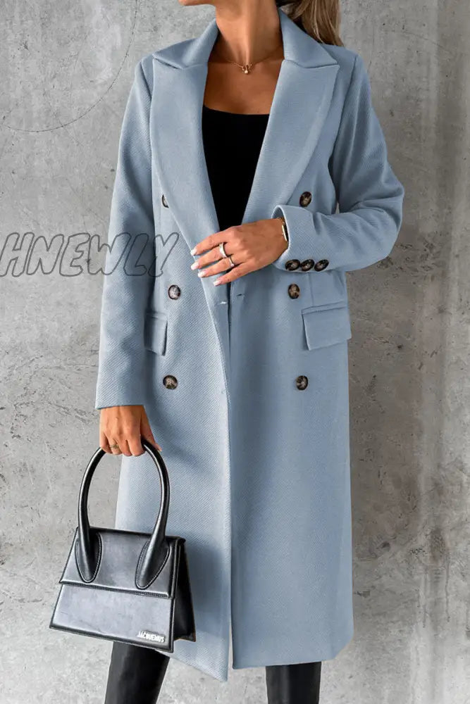 Hnewly - Elegant Solid Buttons Turndown Collar Outerwear Outerwear/Coats & Cardigan