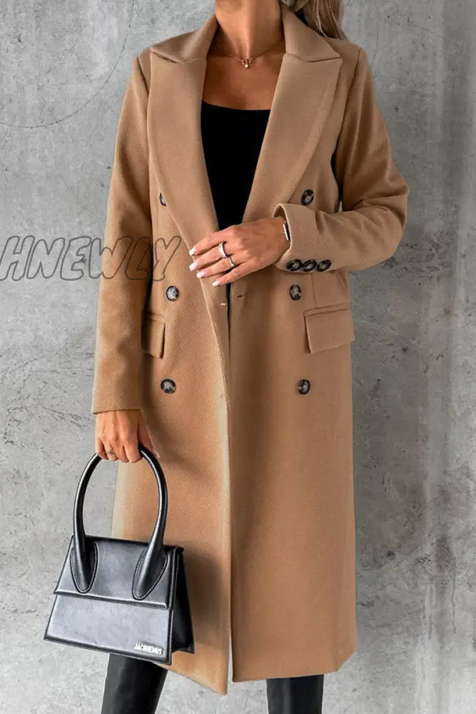 Hnewly - Elegant Solid Buttons Turndown Collar Outerwear Outerwear/Coats & Cardigan