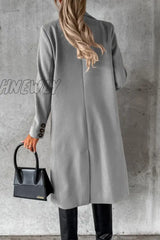 Hnewly - Elegant Solid Buttons Turndown Collar Outerwear Outerwear/Coats & Cardigan