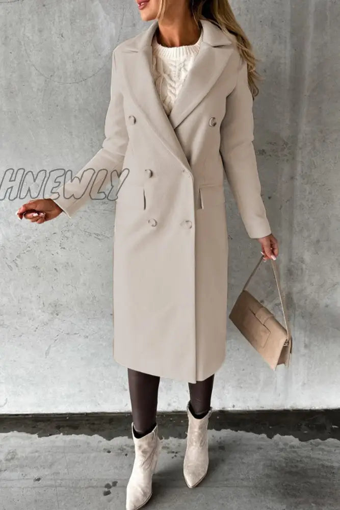 Hnewly - Elegant Solid Buttons Turndown Collar Outerwear Cream White / S Outerwear/Coats & Cardigan