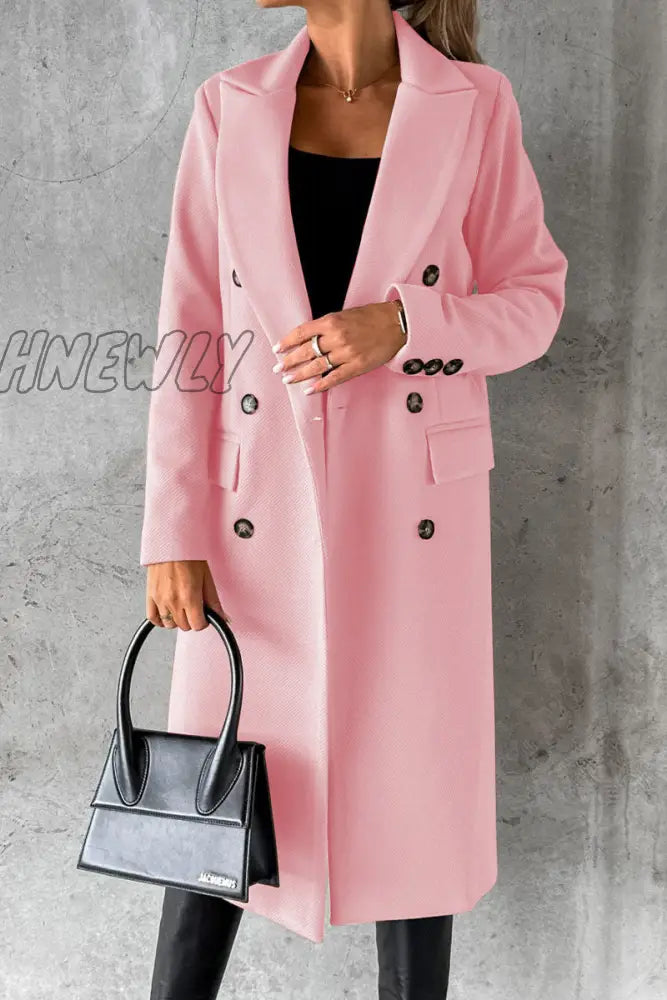 Hnewly - Elegant Solid Buttons Turndown Collar Outerwear Pink / S Outerwear/Coats & Cardigan