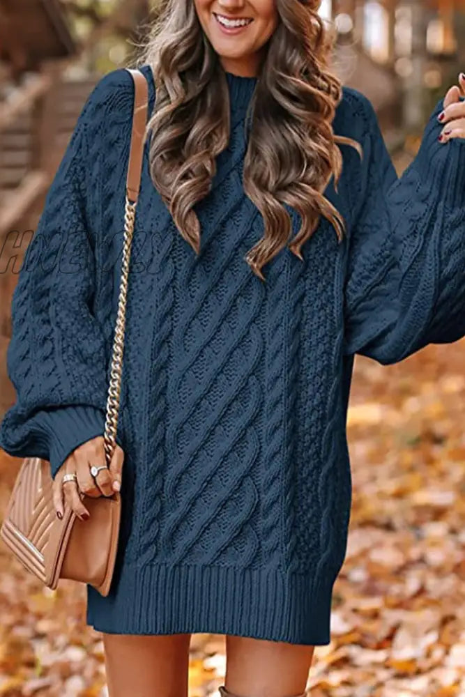 Hnewly - Elegant Solid Hollowed Out O Neck Long Sleeve Dresses(12 Colors) Dresses/Sweater Dresses