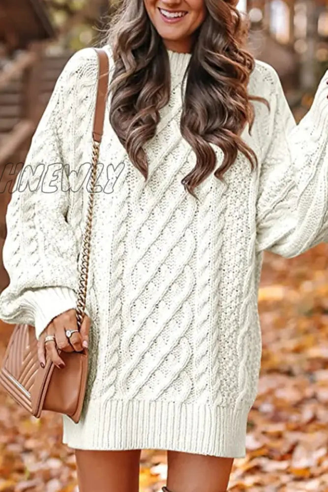 Hnewly - Elegant Solid Hollowed Out O Neck Long Sleeve Dresses(12 Colors) Dresses/Sweater Dresses