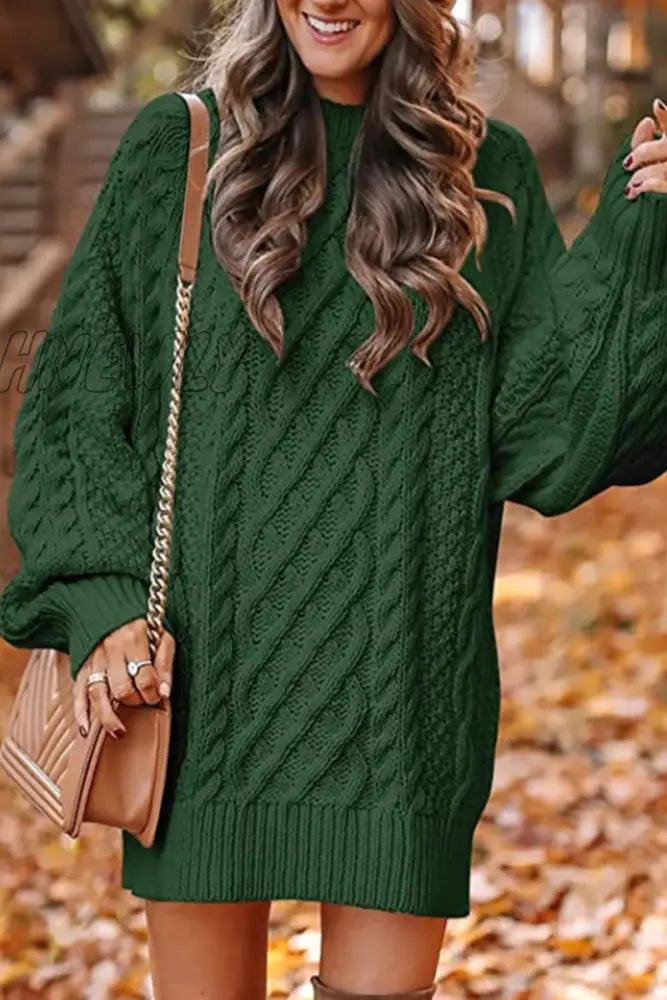 Hnewly - Elegant Solid Hollowed Out O Neck Long Sleeve Dresses(12 Colors) Dresses/Sweater Dresses