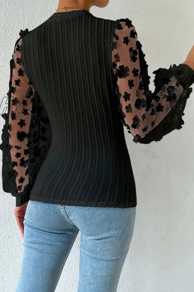 Hnewly - Elegant Solid Patchwork O Neck Tops(6 Colors) Tops/Long Sleeve Tops