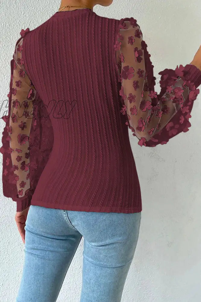 Hnewly - Elegant Solid Patchwork O Neck Tops(6 Colors) Tops/Long Sleeve Tops