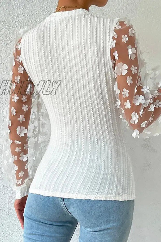 Hnewly - Elegant Solid Patchwork O Neck Tops(6 Colors) Tops/Long Sleeve Tops