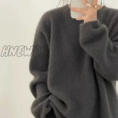 Hnewly European Goods Autumn Winter New Round Neck Cashmere Sweater Female Thick Languid Lazy Wind