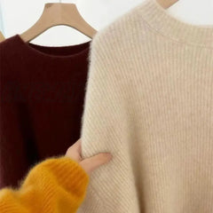 Hnewly European Goods Autumn Winter New Round Neck Cashmere Sweater Female Thick Languid Lazy Wind