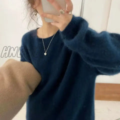 Hnewly European Goods Autumn Winter New Round Neck Cashmere Sweater Female Thick Languid Lazy Wind