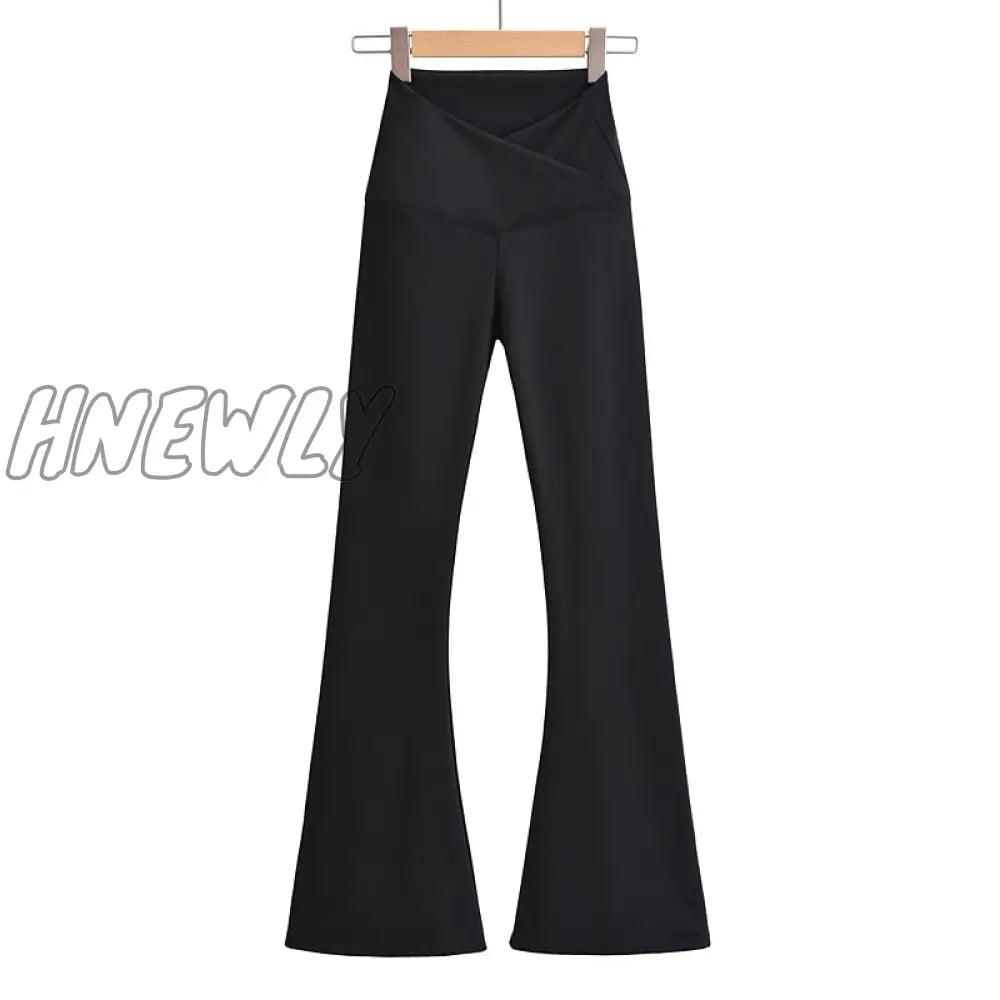 Hnewly Fall Outfits Women Skinny Yoga Pants Flare Leggings Korean Style Streetwear Casual Leg Black