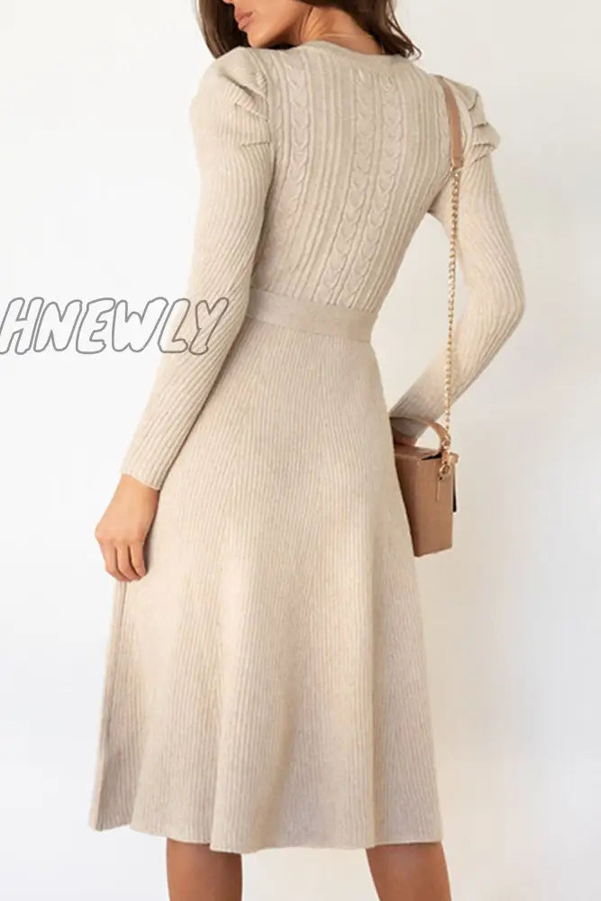 Hnewly - Fashion Casual Solid Patchwork O Neck A Line Dresses(5 Colors) Dresses/Midi Dresses