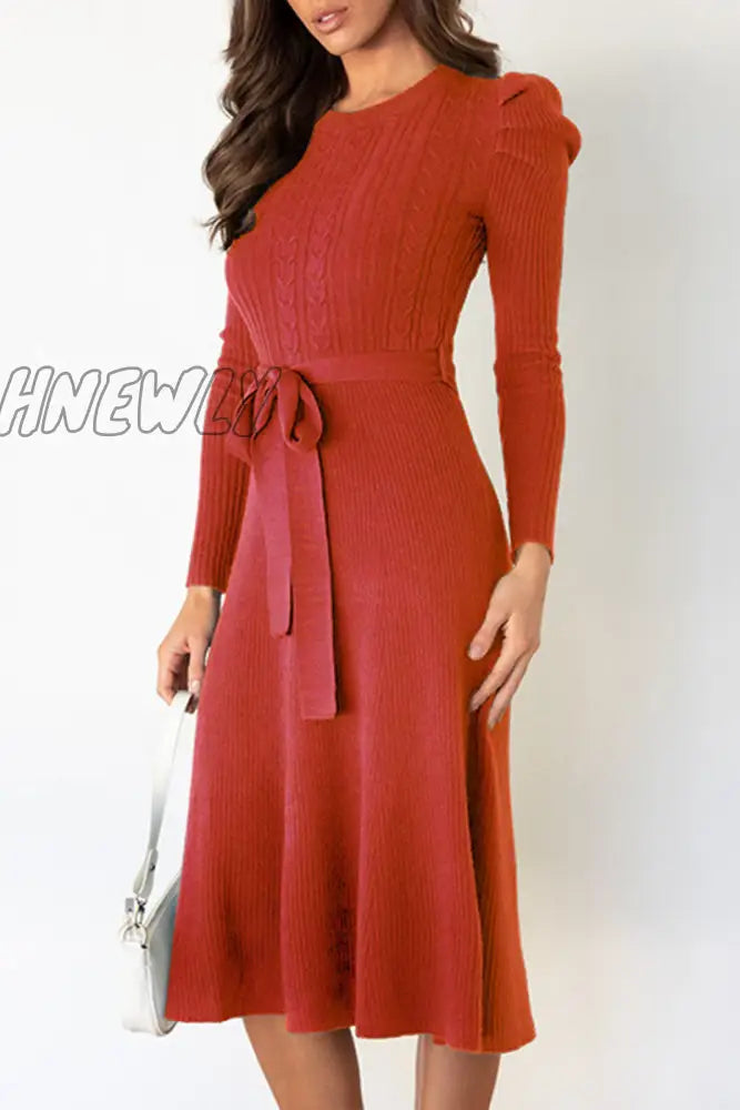 Hnewly - Fashion Casual Solid Patchwork O Neck A Line Dresses(5 Colors) Dresses/Midi Dresses