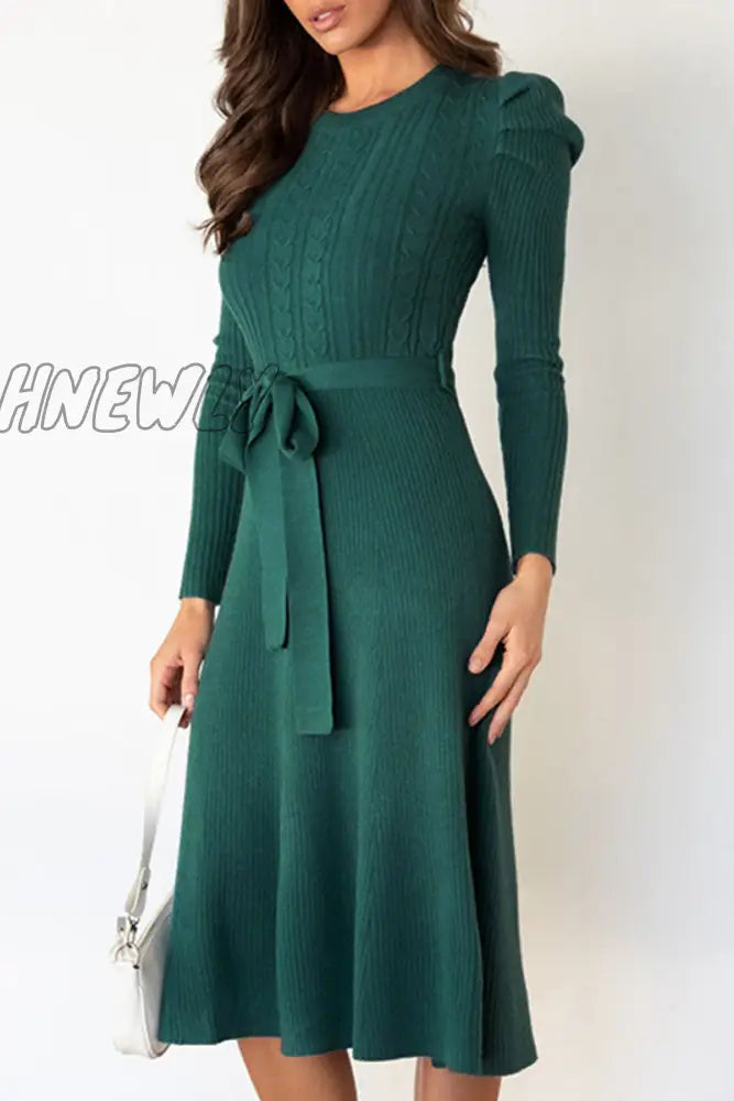 Hnewly - Fashion Casual Solid Patchwork O Neck A Line Dresses(5 Colors) Dresses/Midi Dresses