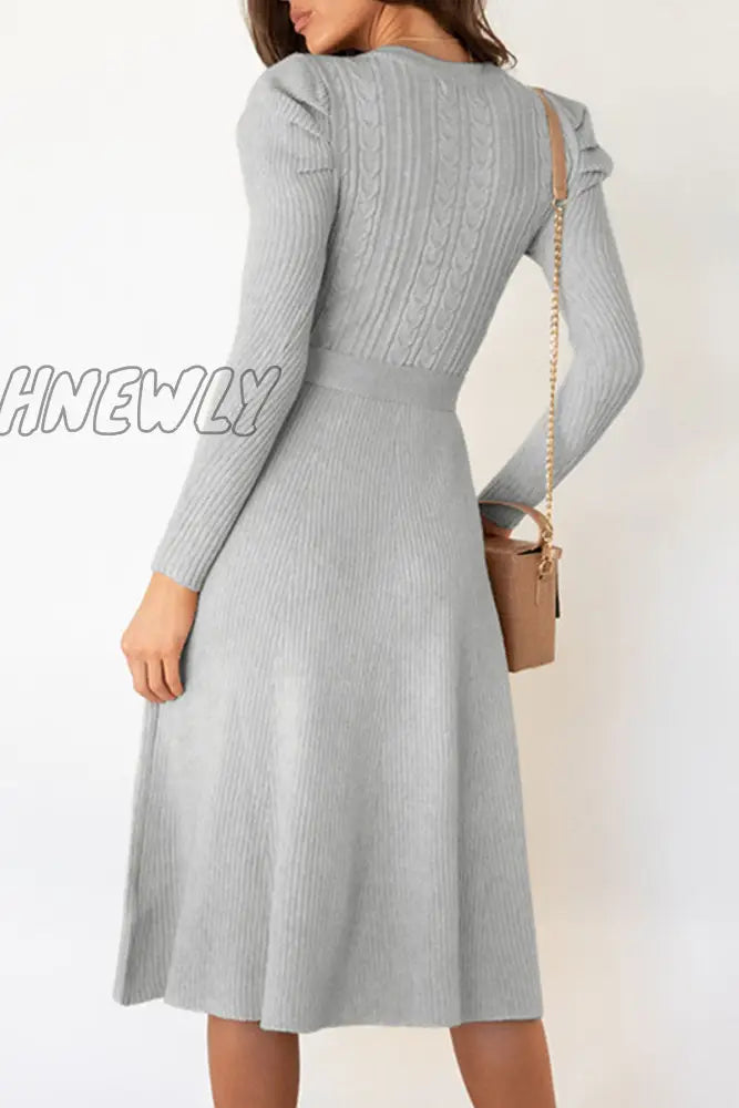 Hnewly - Fashion Casual Solid Patchwork O Neck A Line Dresses(5 Colors) Dresses/Midi Dresses