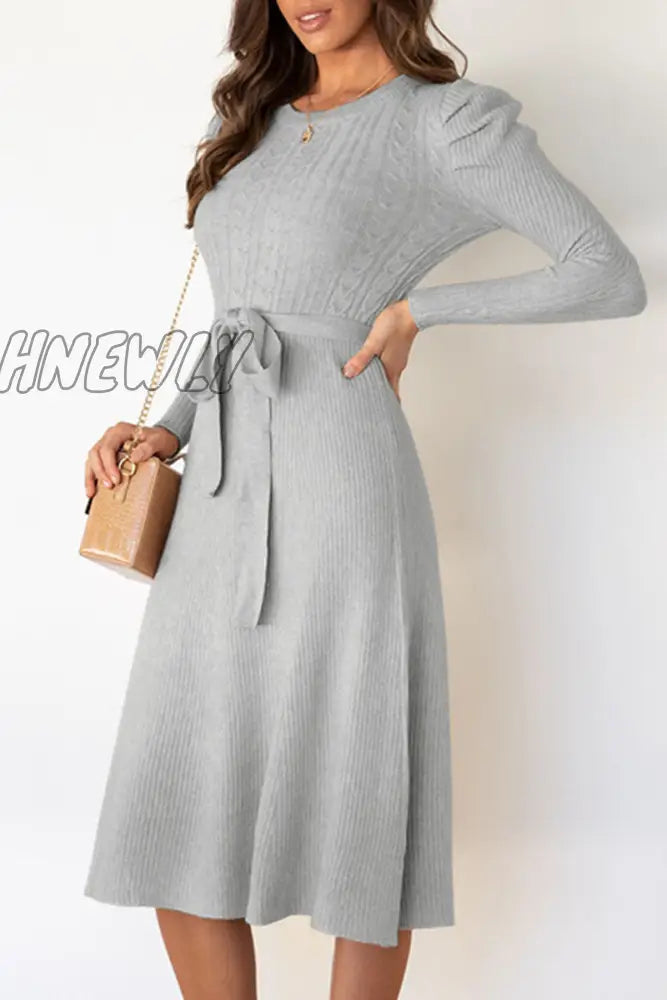 Hnewly - Fashion Casual Solid Patchwork O Neck A Line Dresses(5 Colors) Dresses/Midi Dresses