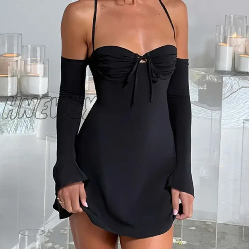 Hnewly Fashion Cross Spaghetti Strap Mini Dress Women Summer Bodycon Low Cut Club Party Sexy