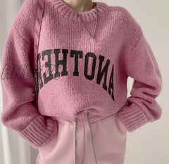 Hnewly Fashion Letter Printed Knitted Female Pullovers O-Neck Long Sleeve Women Sweaters Autumn